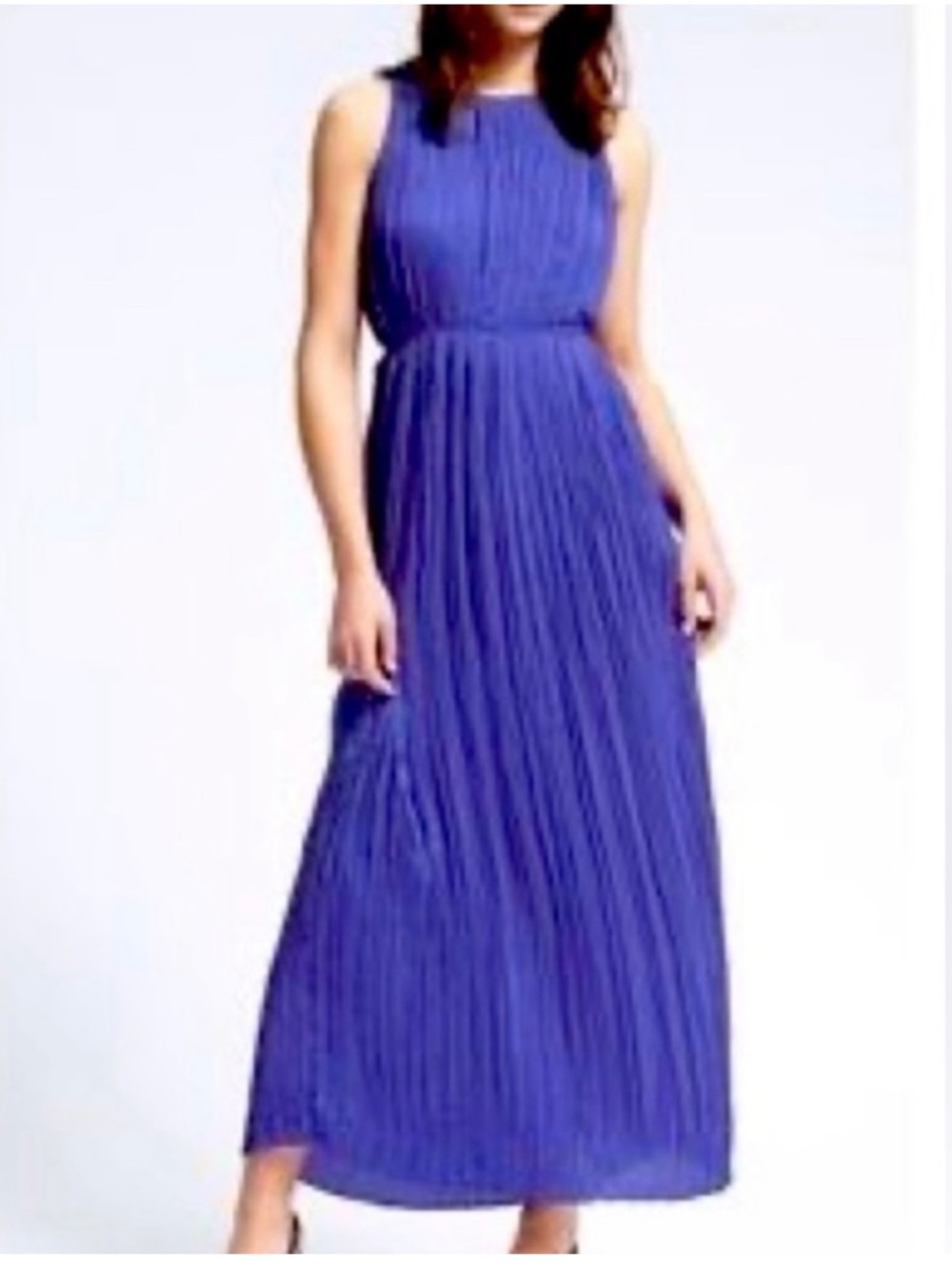Banana Republic Royal Blue Sleeveless Pleated Maxi Dress